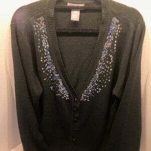 Sparkly, Black Button Up Cardigan